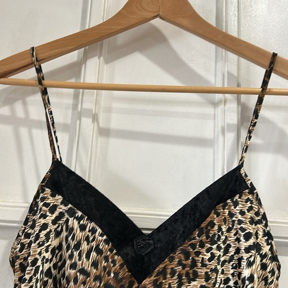 Vintage Cinema Etoile Cheetah Print Slinky Satiny Midi Nightgown Slip Dress - S - Picture 3 of 6